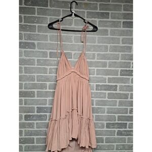 Storia Womens Babydoll Tiered Pink Dress Boho Coastal Cowgirl Size Medium